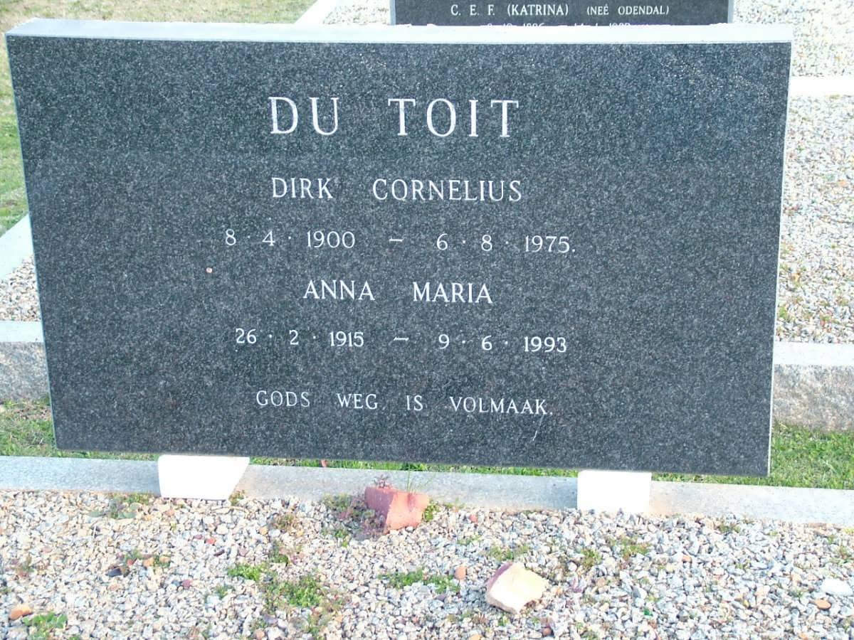 TOIT Dirk Cornelius, du 1900-1975 &amp; Anna Maria 1915-1993