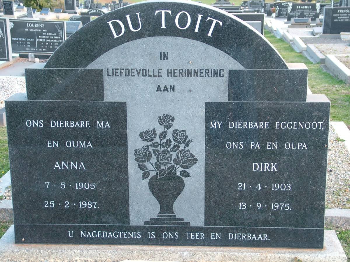 TOIT Dirk, du 1903-1975 &amp; Anna 1905-1987