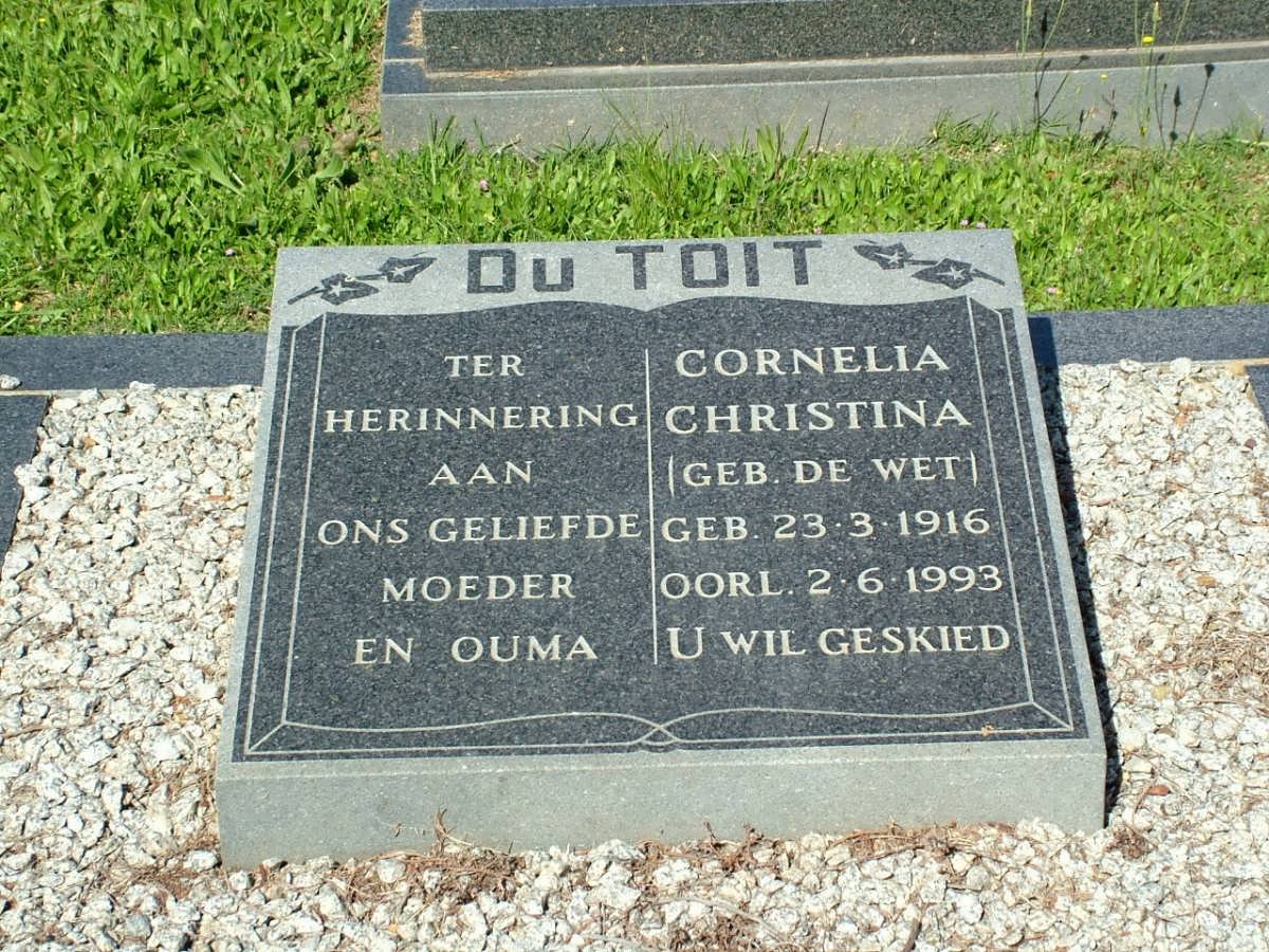 TOIT Cornelia Christina, du nee DE WET 1916-1993