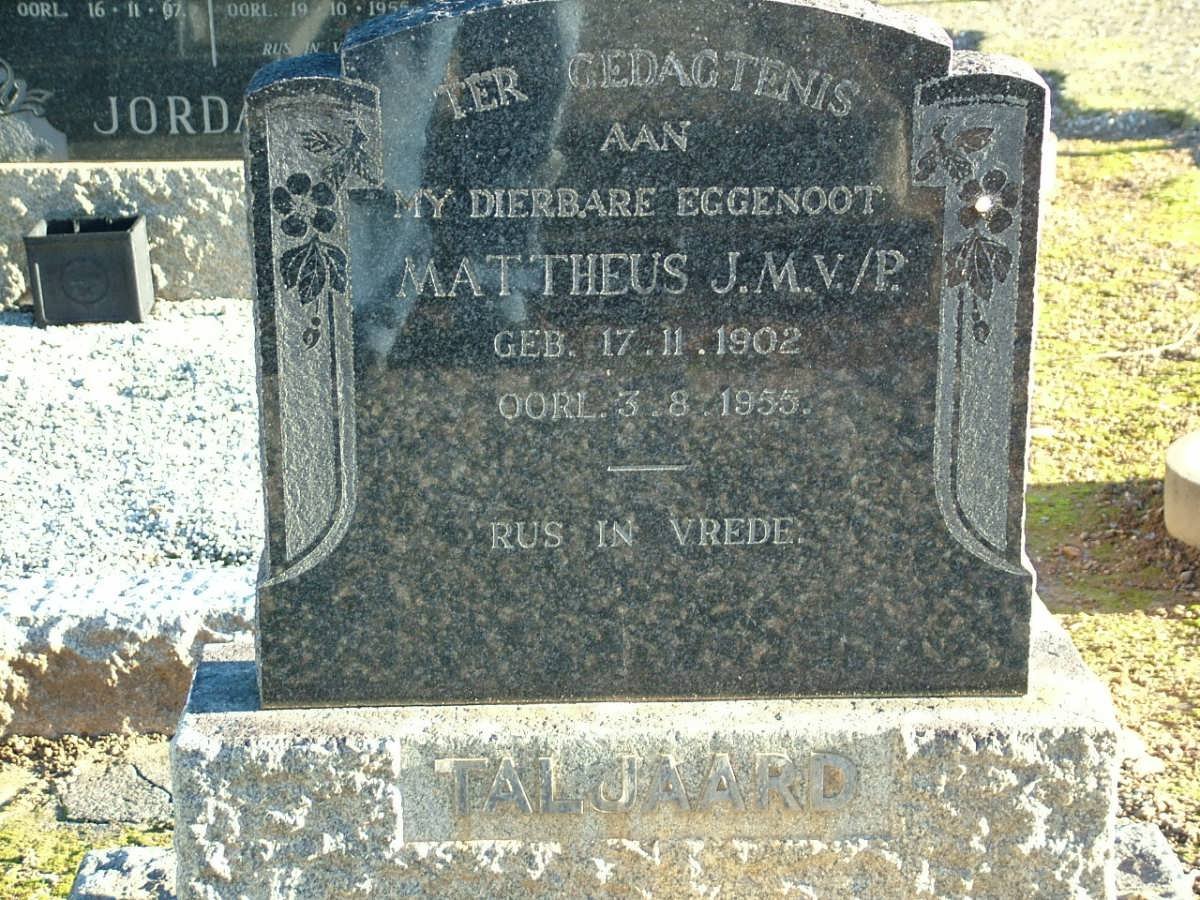 TALJAARD Mattheus J.M. V./P. 1902-1955