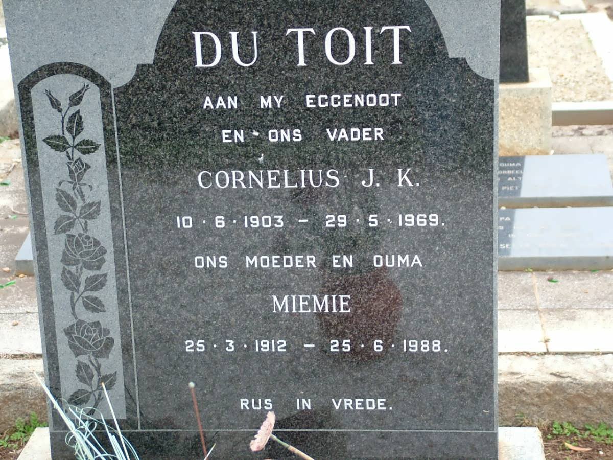 TOIT Cornelius J.K., du 1903-1969 &amp; Miemie 1912-1988