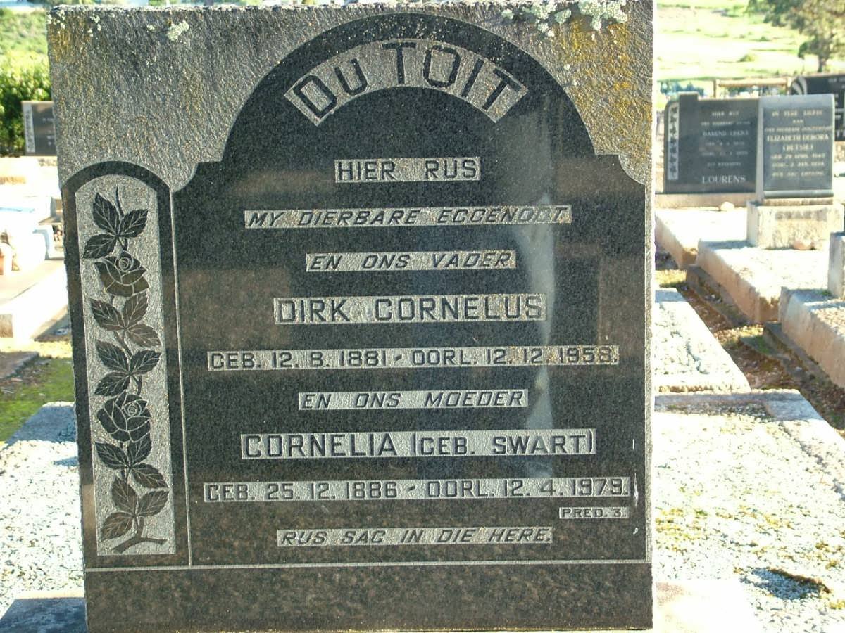 TOIT Dirk Cornelus, du 1881-1958 &amp; Cornelia SWART 1886-1979