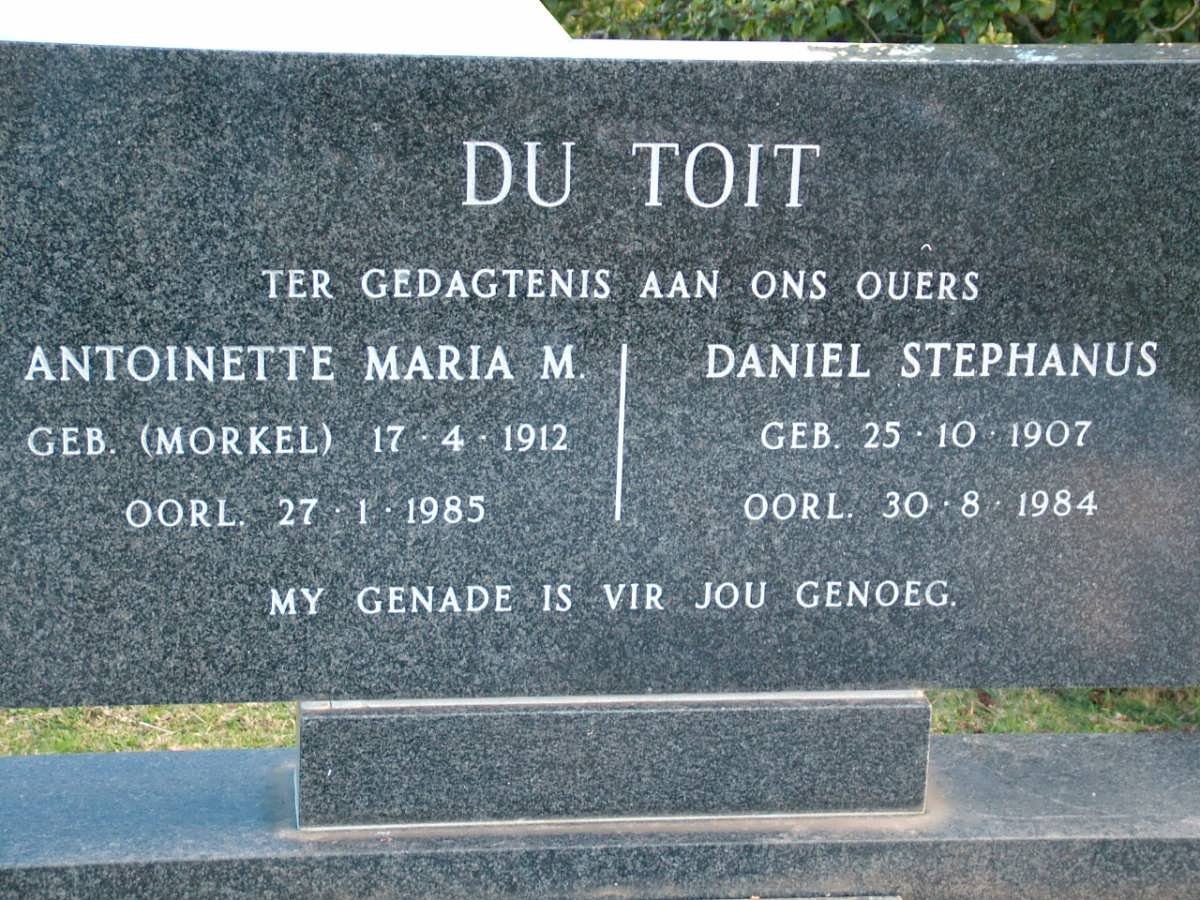 TOIT Daniel Stephanus, du 1907-1984 &amp; Antoinette Maria M. MORKEL 1912-1985