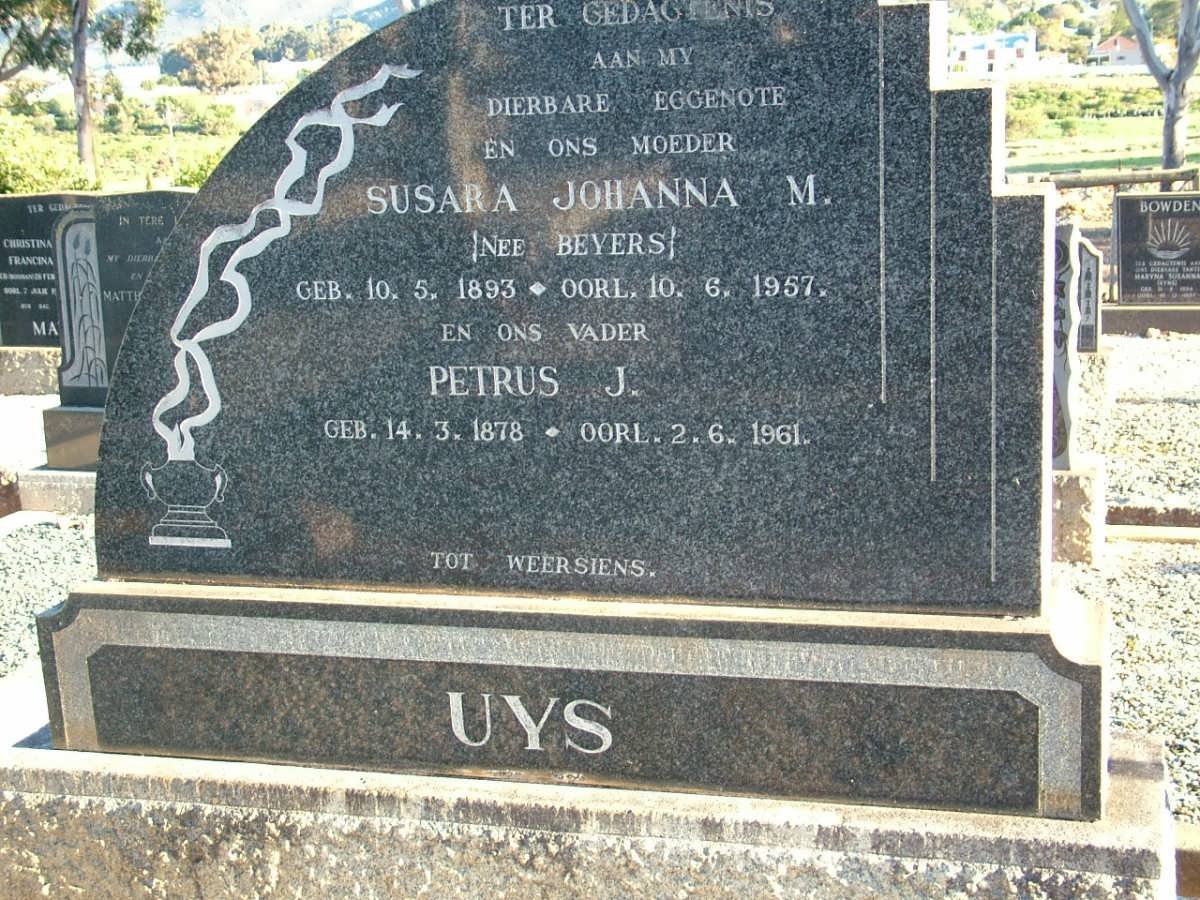 UYS Petrus J. 1878-1961 &amp; Susara Johanna M. BEYERS 1893-1957