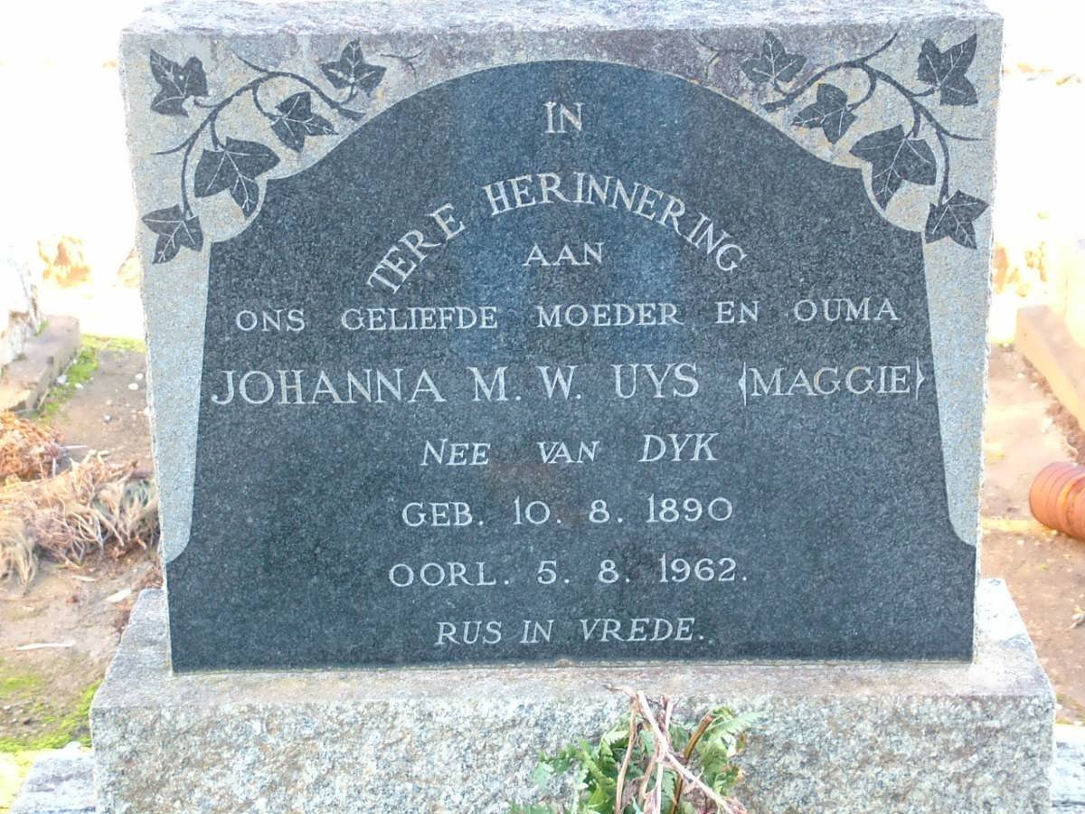 UYS Johanna M.W. nee VAN DYK 1890-1962