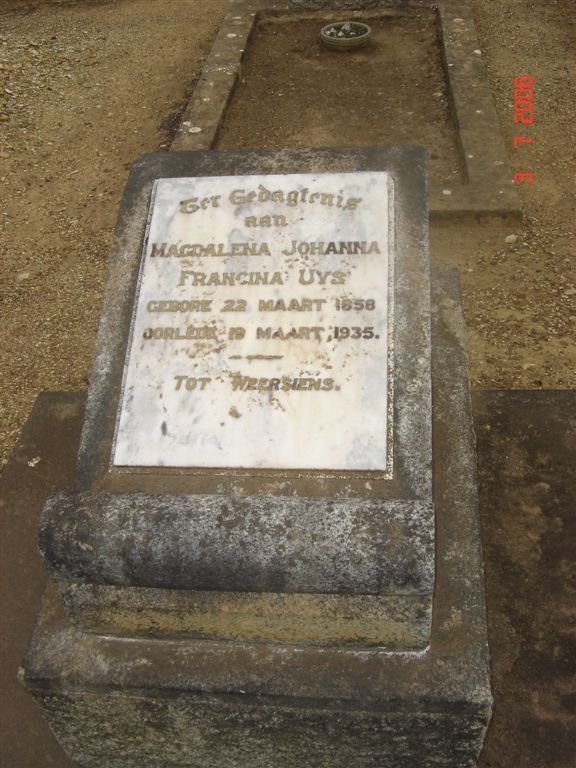 UYS Magdalena Johanna Francina 1858-1935