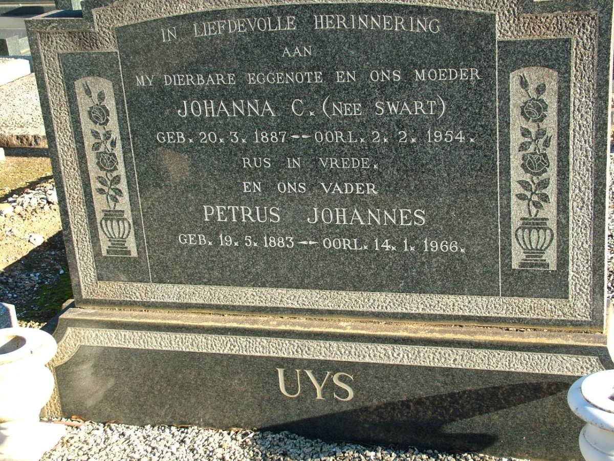 UYS Petrus Johannes 1883-1966 &amp; Johanna C. SWART 1887-1954