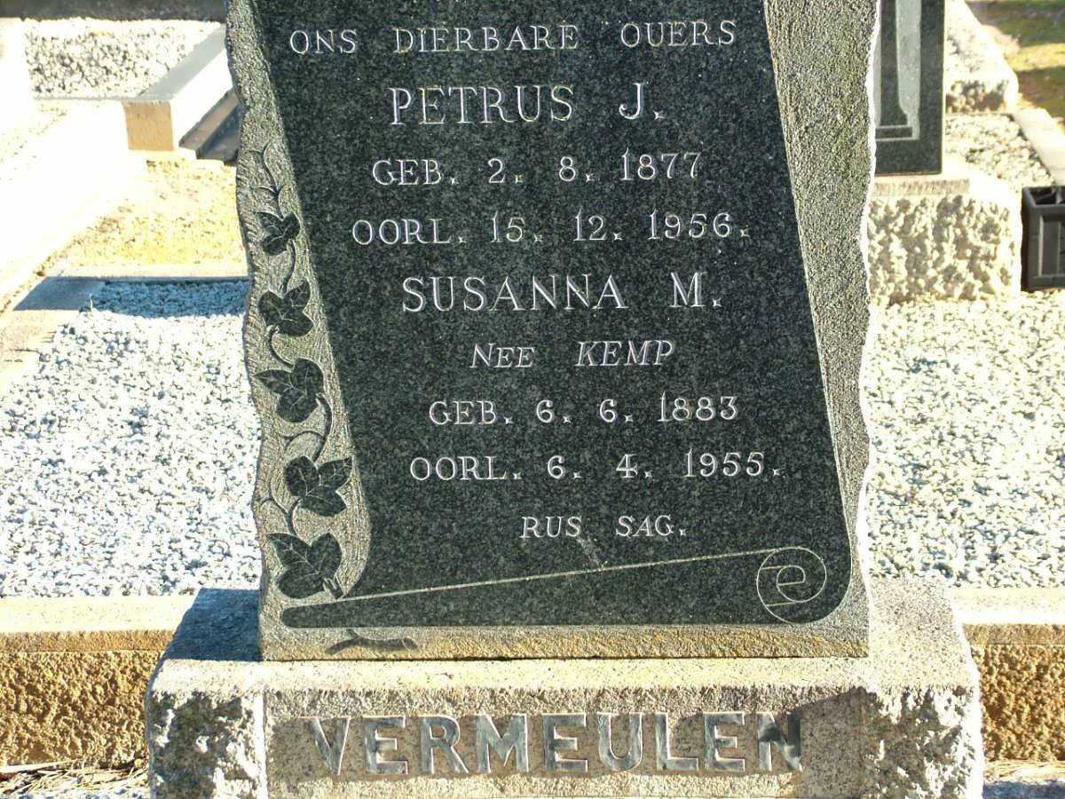 VERMEULEN Petrus J. 1877-1956 &amp; Susanna M. KEMP 1883-1955