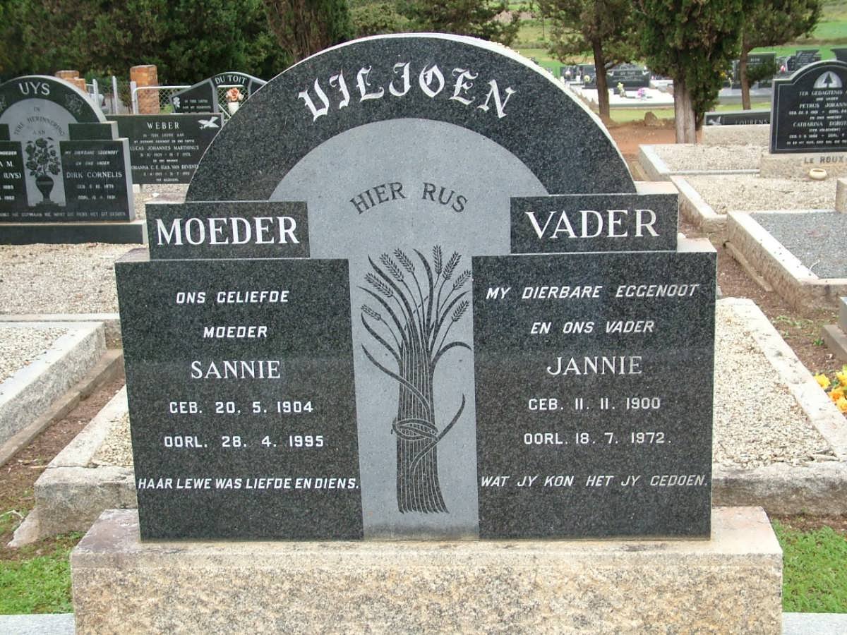 VILJOEN Jannie 1900-1972 &amp; Sannie 1904-1995