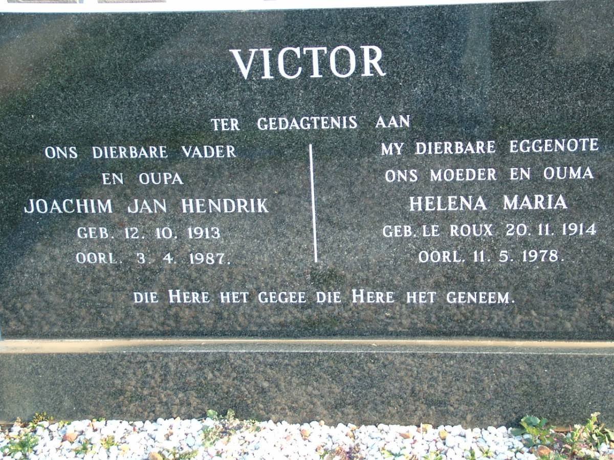 VICTOR Joachim Jan Hendrik 1913-1987 &amp; Helena Maria LE ROUX 1914-1978
