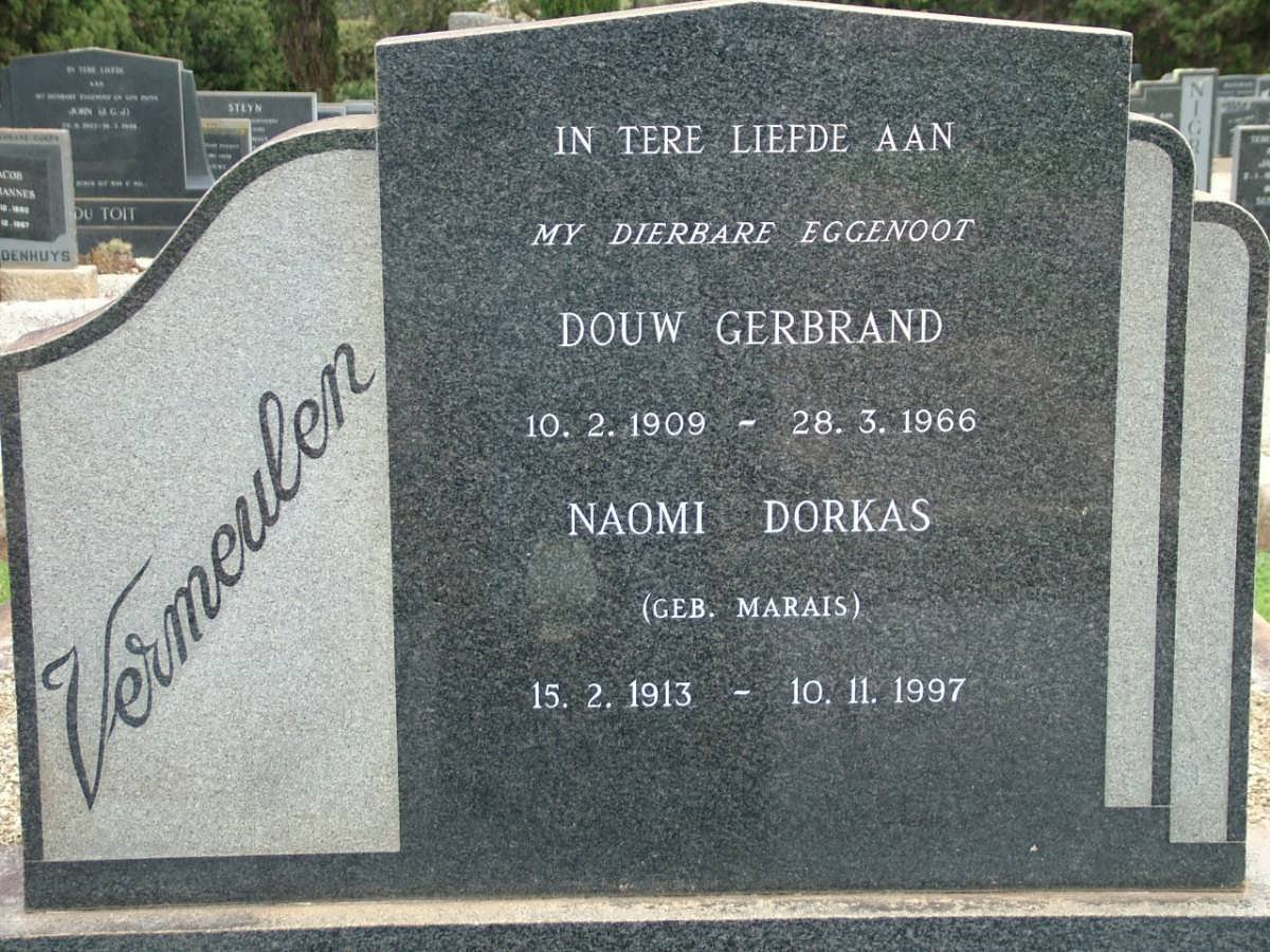 VERMEULEN Douw Gerbrand 1909-1966 &amp; Naomi Dorkas MARAIS 1913-1997