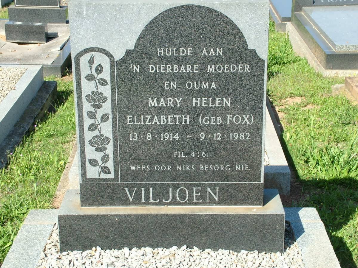 VILJOEN Mary Helen Elizabeth nee FOX 1914-1982
