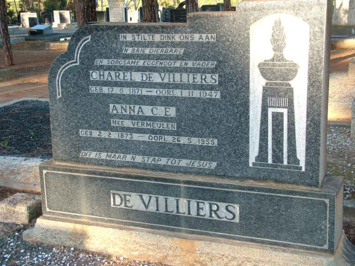 VILLIERS Charel, de 1871-1947 &amp; Anna C.E. VERMEULEN 1873-1955