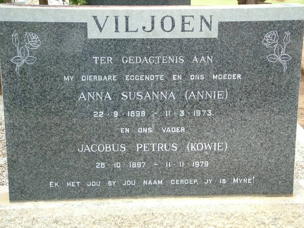 VILJOEN Jacobus Petrus 1897-1979 &amp; Anna Susanna 1898-1973