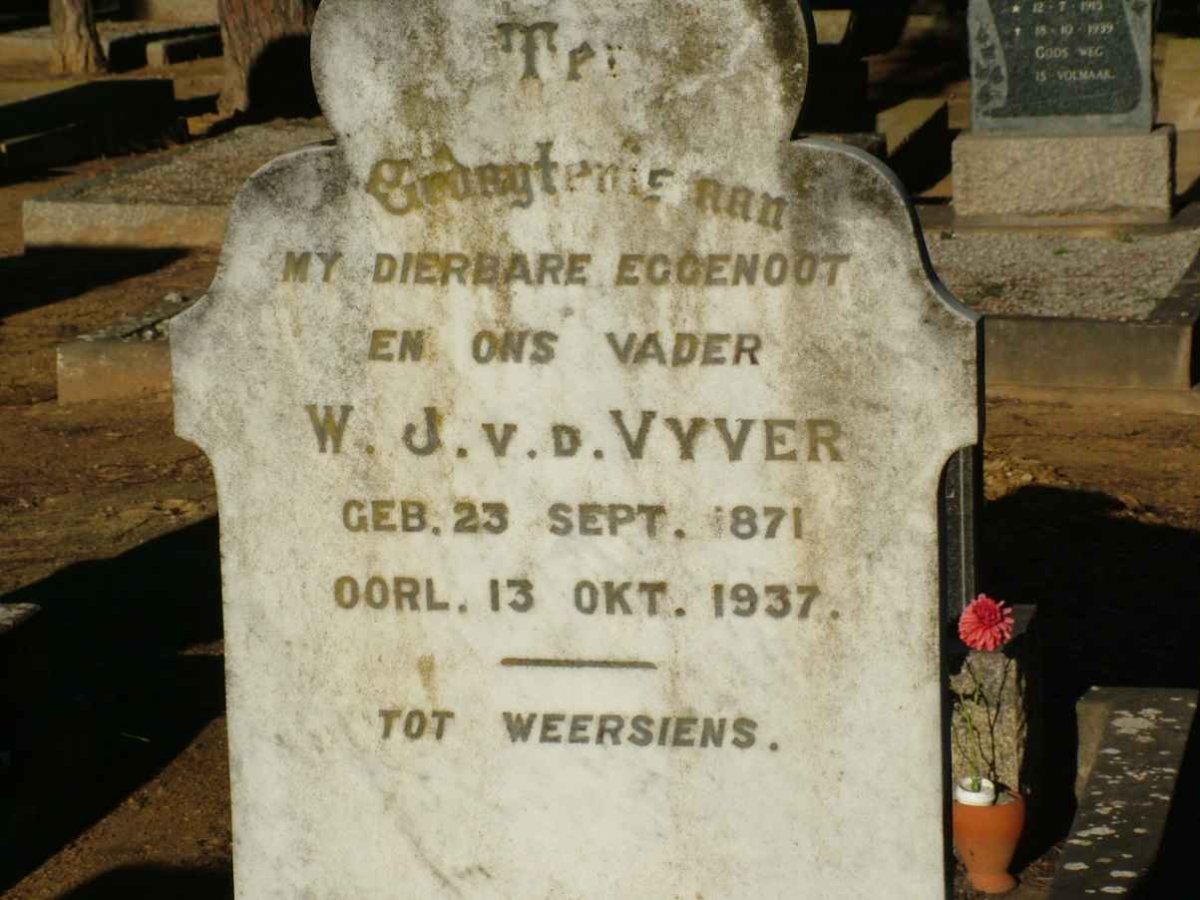 VYVER W.J., v.d. 1871-1937