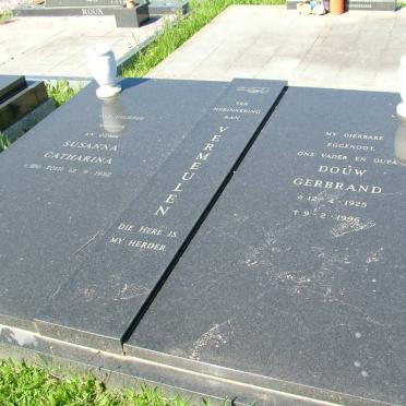 VERMEULEN Douw Gerbrand 1925-1996 &amp; Susanna Catharina DU TOIT 1932-