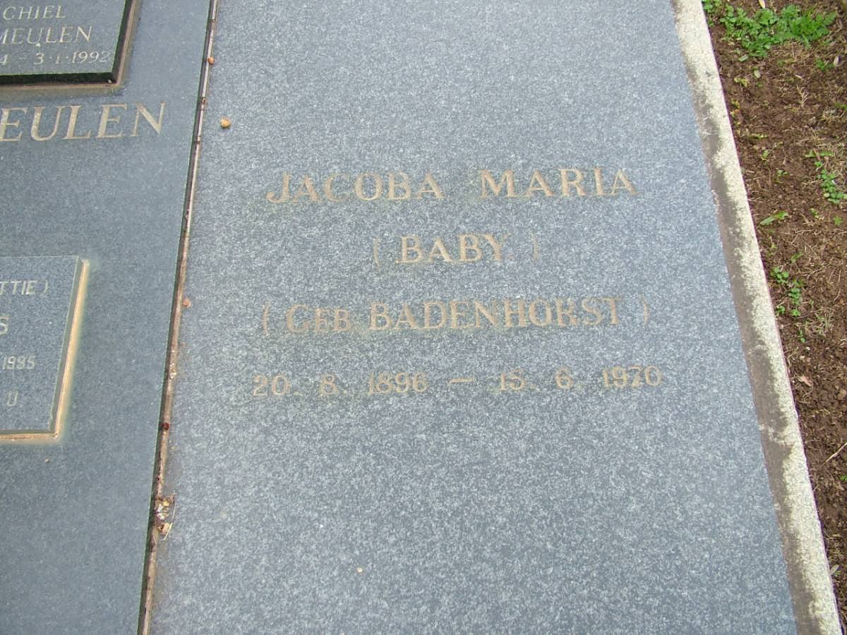 VERMEULEN Jacoba Maria nee BADENHORST 1896-1970