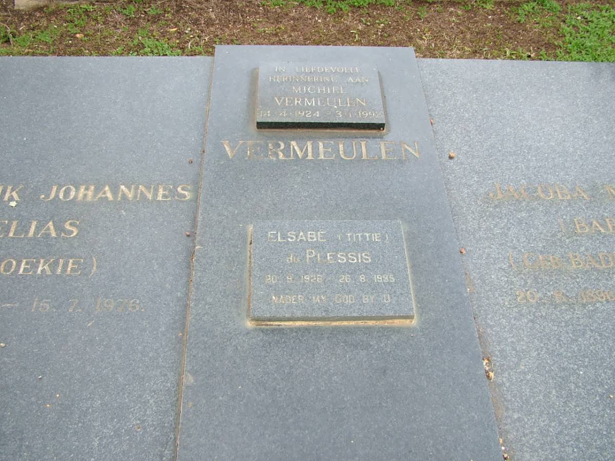 VERMEULEN Michiel 1924-1992 :: VERMEULEN Elsabe nee DU PLESSIS 1926-1995