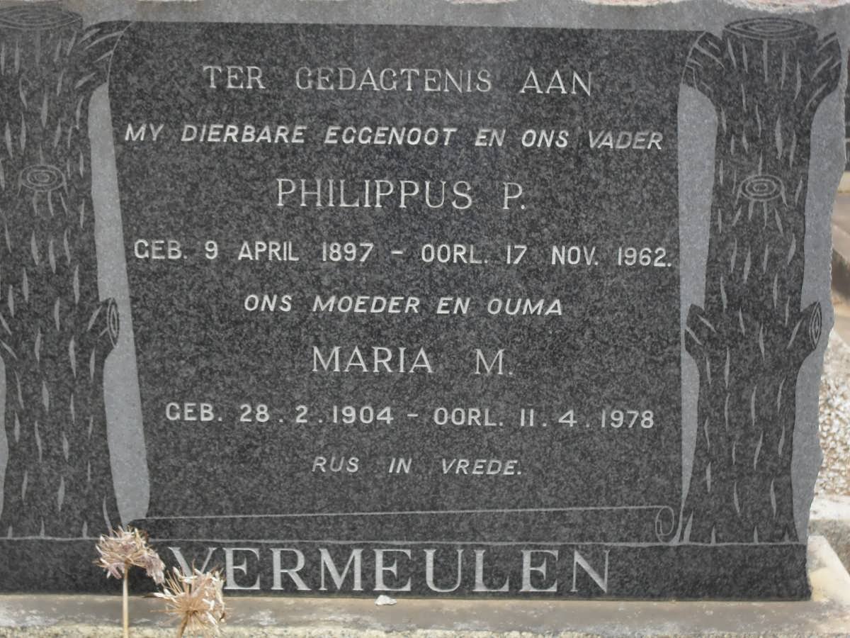 VERMEULEN Philippus P. 1897-1962 &amp; Maria M. 1904-1978