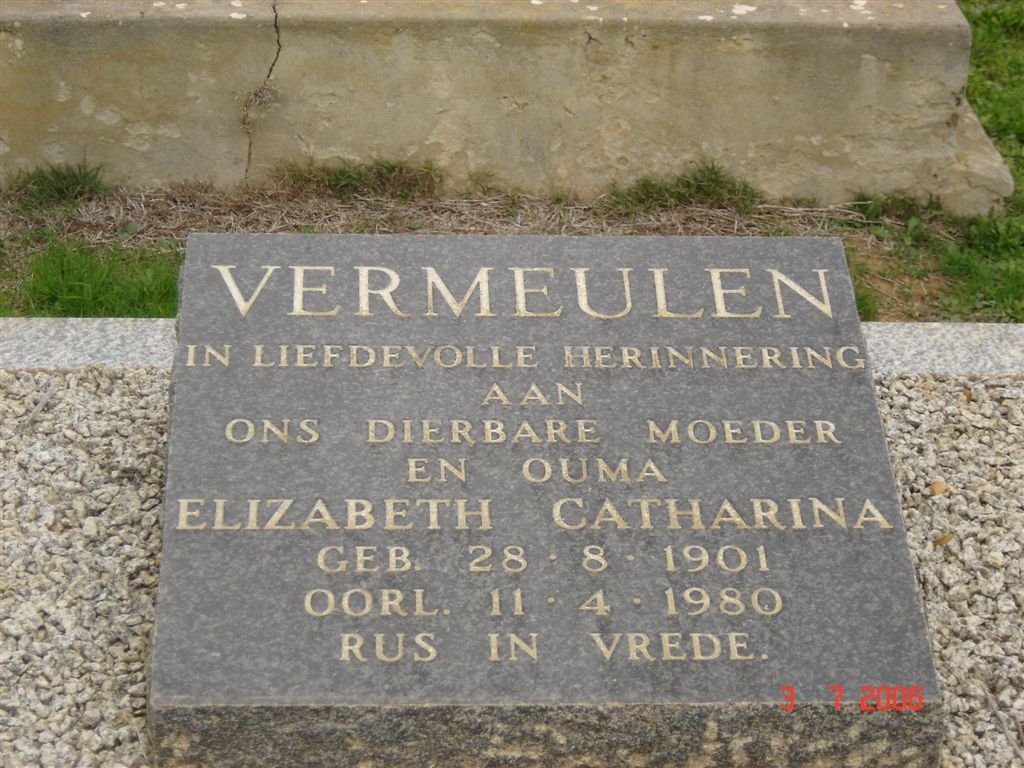 VERMEULEN Elizabeth Catharina 1901-1980
