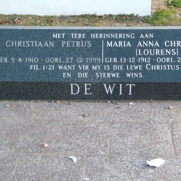 WIT Christiaan Petrus, de 1910-1999 &amp; Maria Anna Christina LOURENS 1912-1984