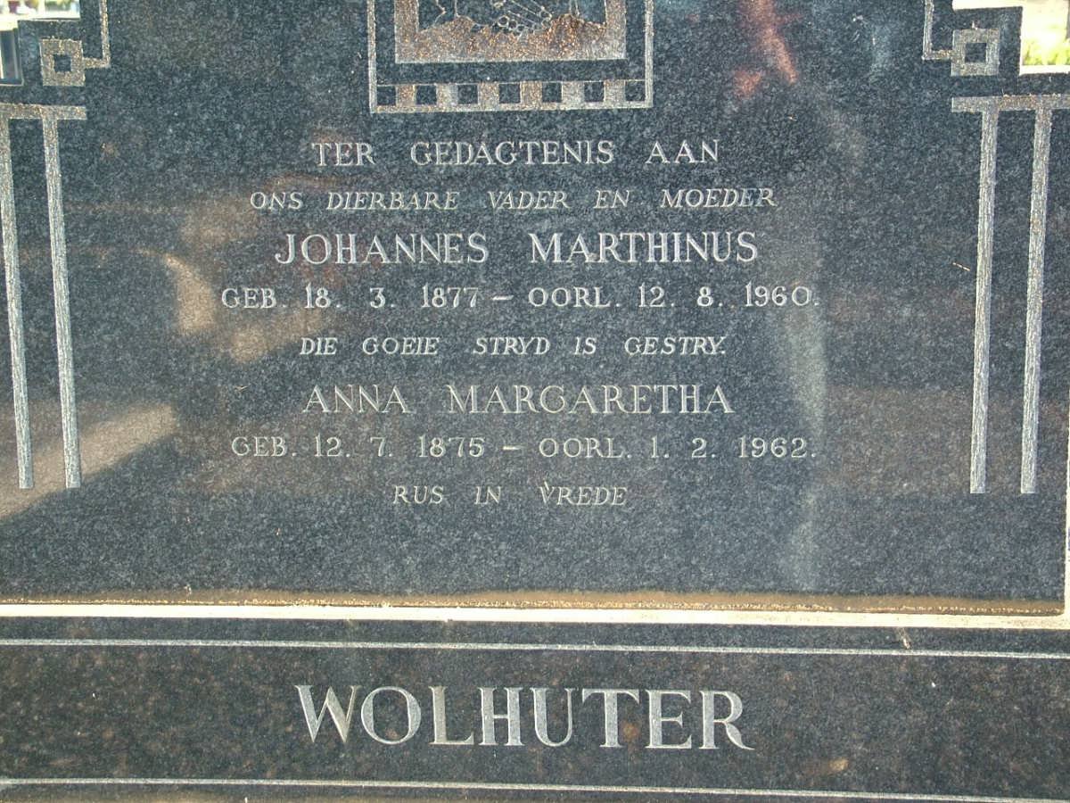 WOLHUTER Johannes Marthinus 1877-1960 &amp; Anna Margaretha 1875-1962
