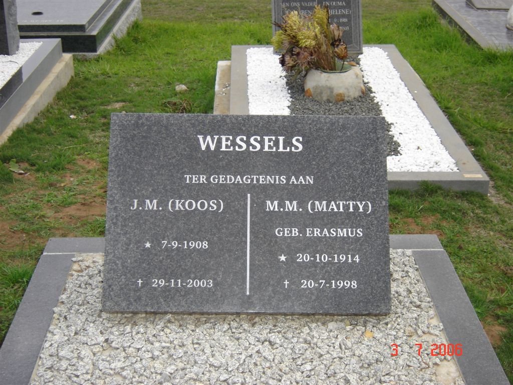 WESSELS J.M.1908-2003 &amp;  M.M. ERASMUS 1914-1998