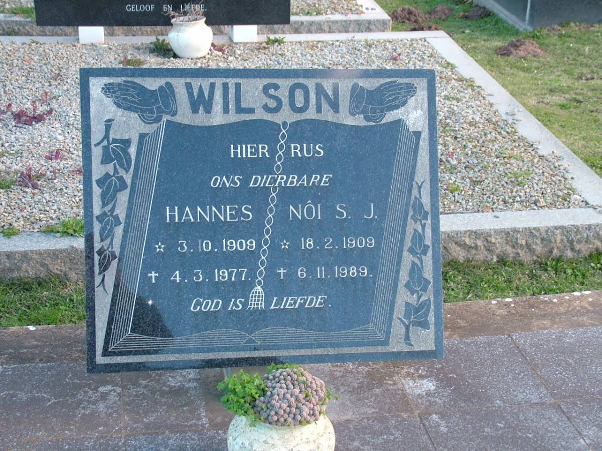 WILSON Hannes 1909-1977 &amp; S.J. 1909-1989