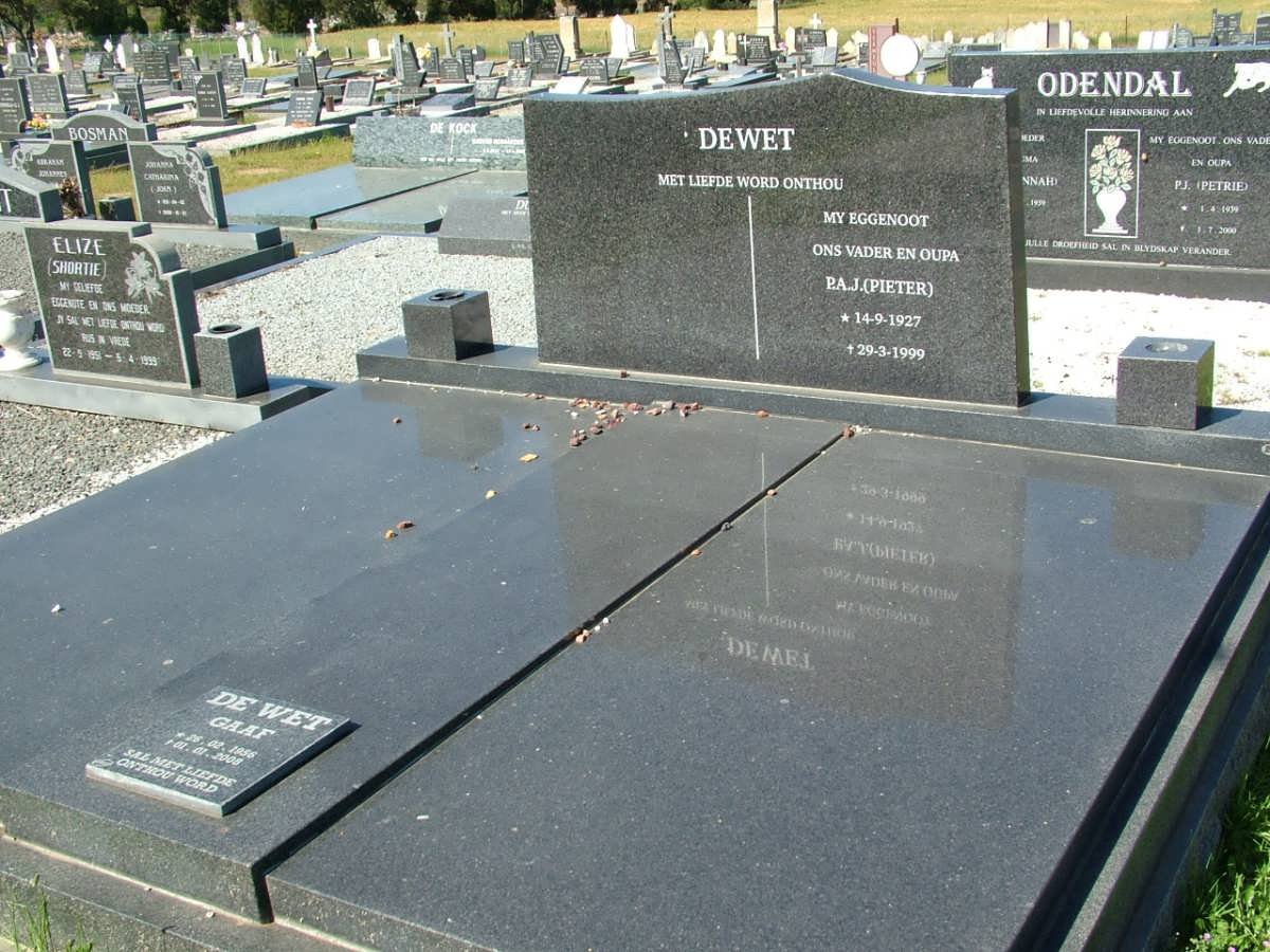 WET P.A.J., de 1927-1999 :: DE WET Gaaf 1956-2008