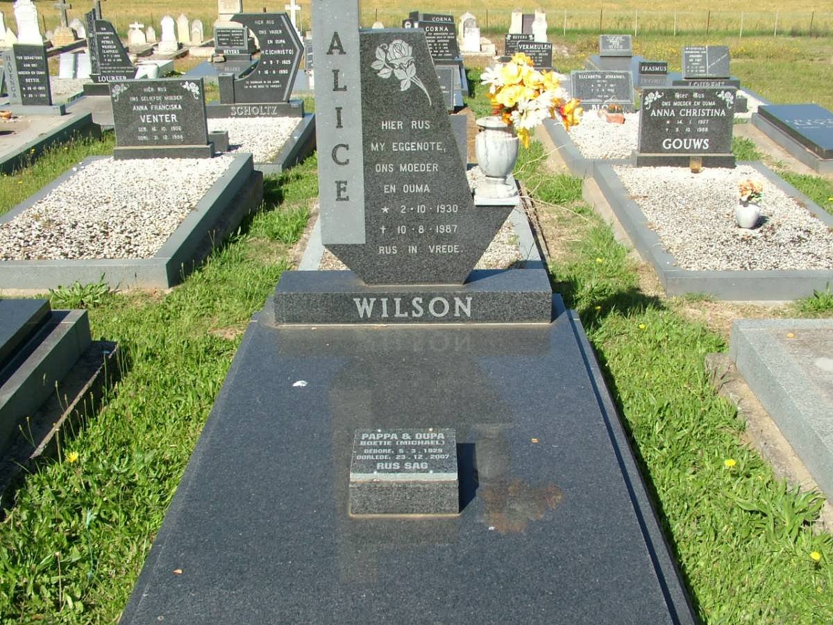 WILSON Michael 1929-2007 &amp; Alice 1930-1987