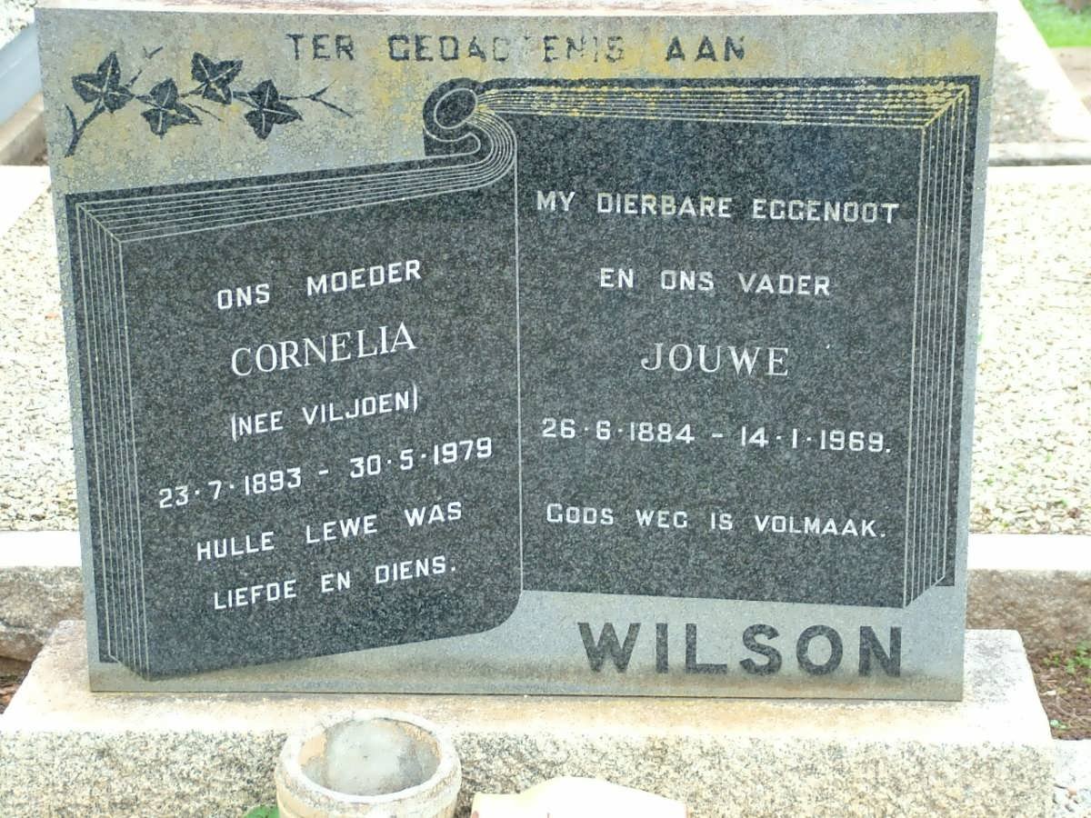 WILSON Jouwe 1884-1969 &amp; Cornelia VILJOEN 1893-1979