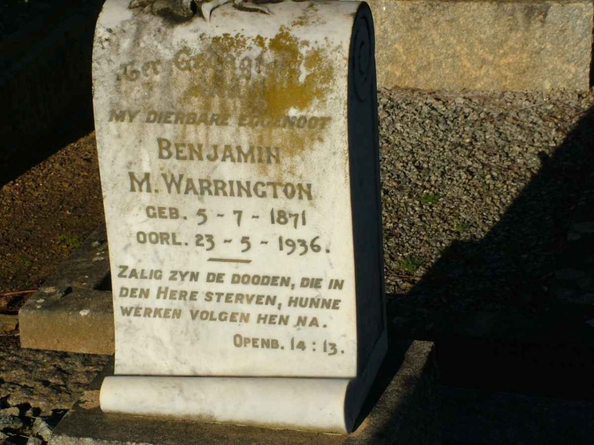 WARRINGTON Benjamin M. 1871-1936