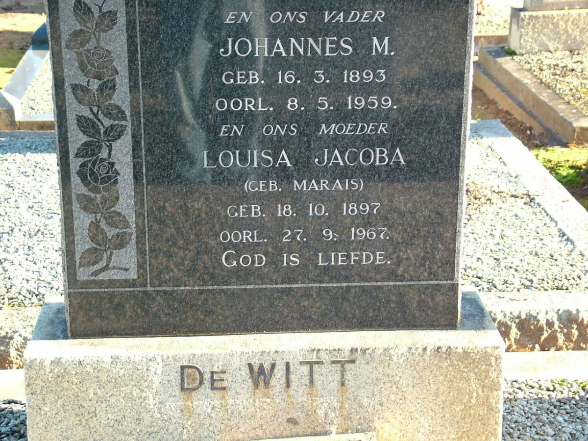 WITT Johannes M., de 1893-1959 &amp; Louisa Jacoba MARAIS 1897-1967