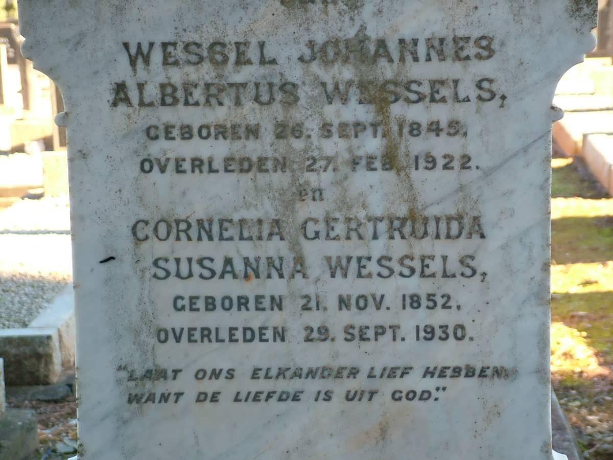 WESSELS Wessel Johannes Albertus 1845-1922 &amp; Cornelia Gertruida Susanna 1852-1930