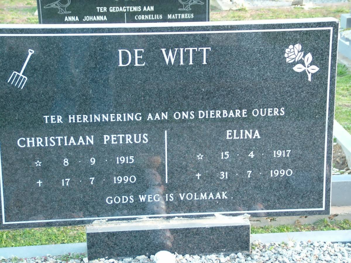 WITT Christiaan Petrus, de 1915-1990 &amp; Elina 1917-1990