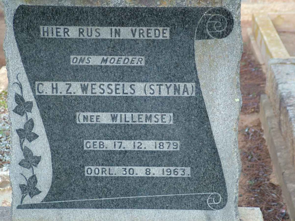 WESSELS C.H.Z. nee WILLEMSE 1879-1963