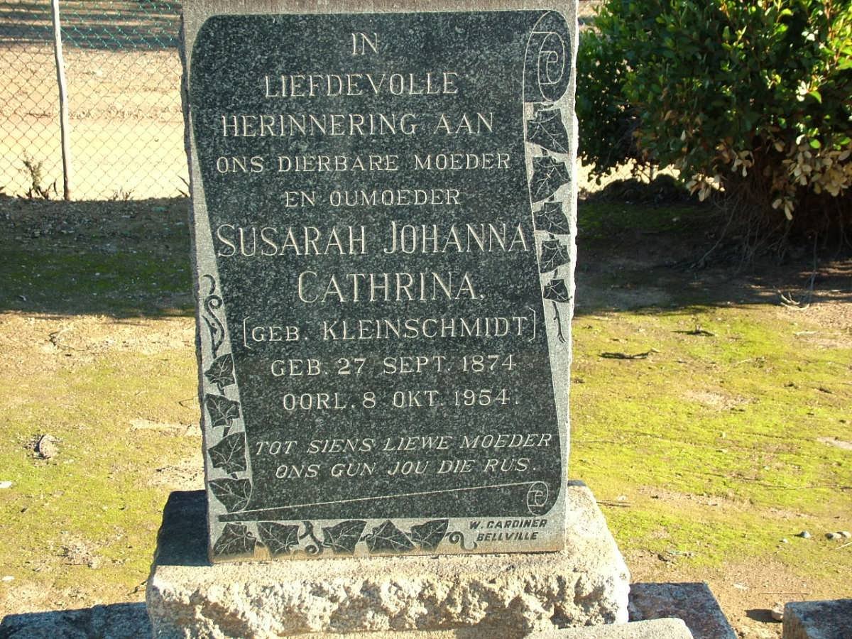 ?? Susarah Johanna Cathrina nee KLEINSCHMIDT 1874-1954
