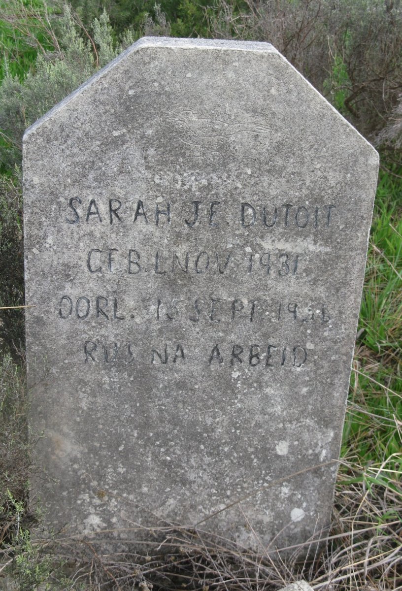 TOIT Sarah J.F., du 1931-1956