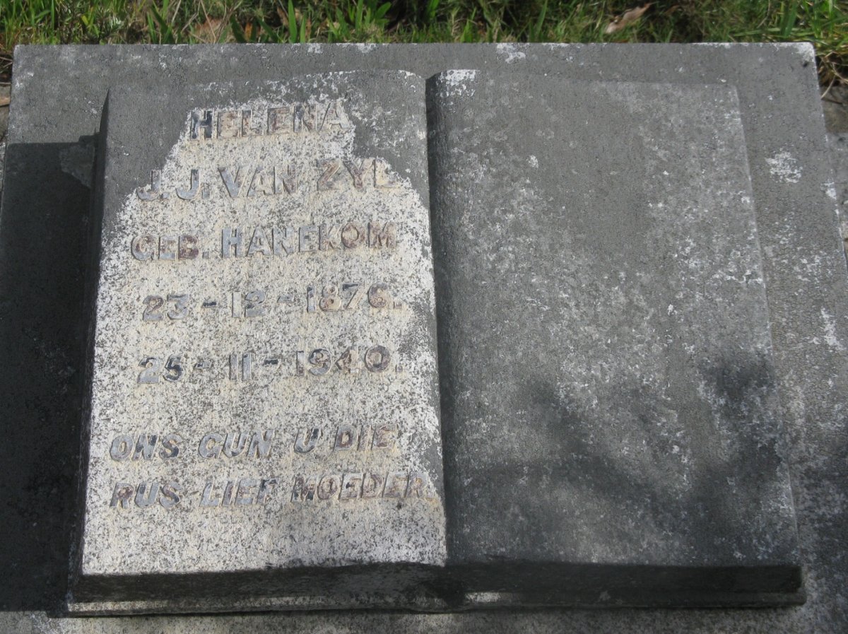 ZYL Helena J.J., van nee HANEKOM 1876-1940