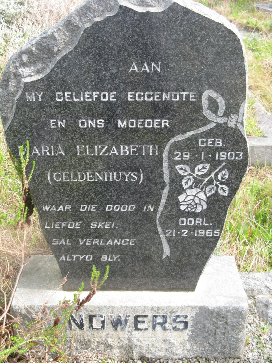 NOWERS Maria Elizabeth nee GELDENHUYS 1903-1965