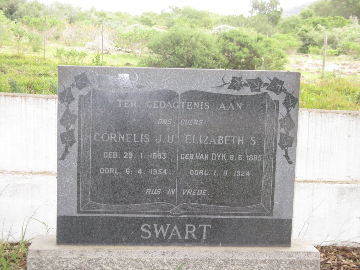 SWART Cornelis J.U. 1883-1954 &amp; Elizabeth S. VAN DYK 1885-1924