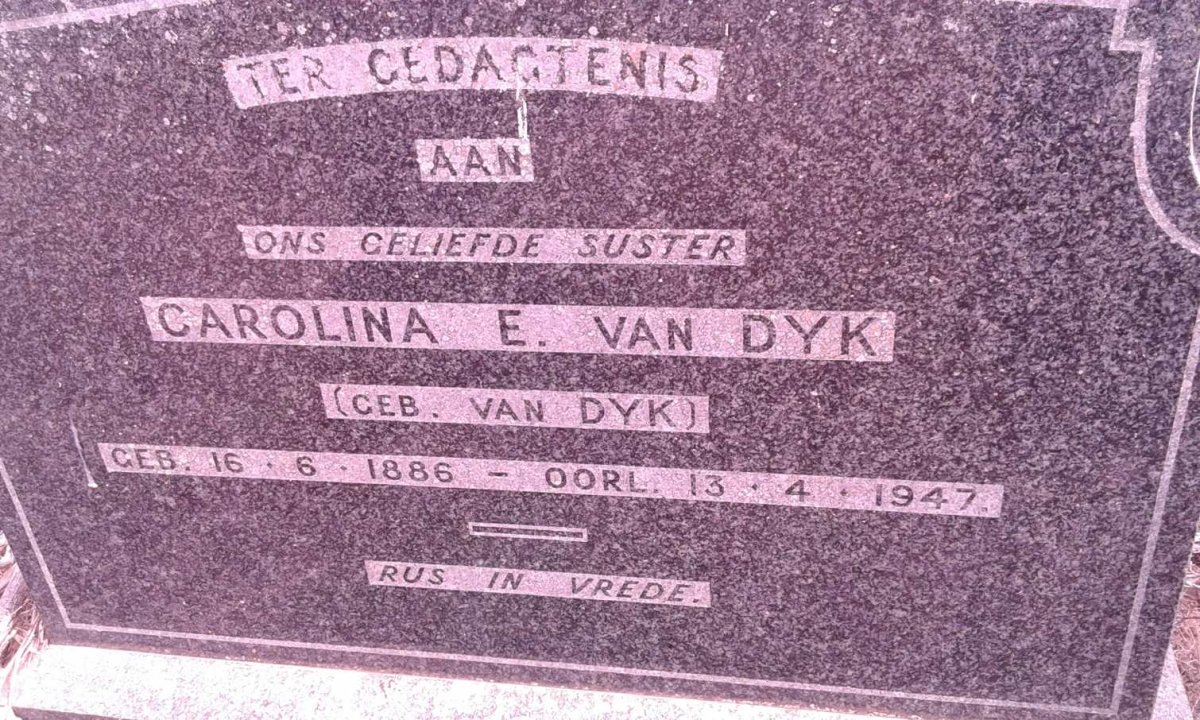 DYK Carolina E., van nee VAN DYK 1886-1947