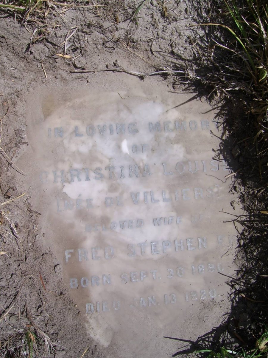 FRY Christina Louise  nee DE VILLIERS 1890-1920