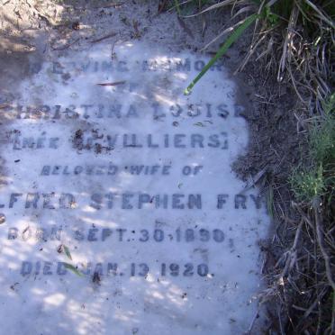 FRY Christina Louise nee DE VILLIERS 1890-1920