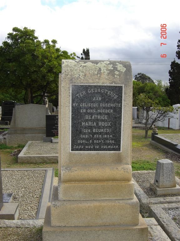 ROUX Beatrice Maria nee BEUKES 1894-1940