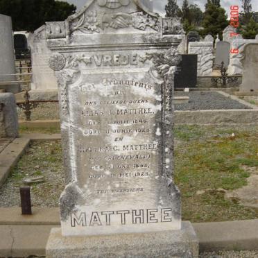 MATTHEE Elias L. 1846-1925 &amp; Helena C. GROENEWALD 1853-1925
