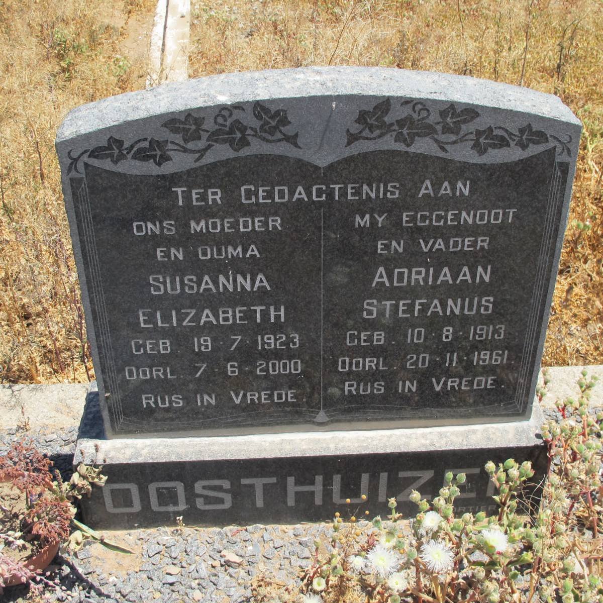 OOSTHUIZEN Adriaan Stefanus 1913-1961 &amp; Susanna Elizabeth 1923-2000