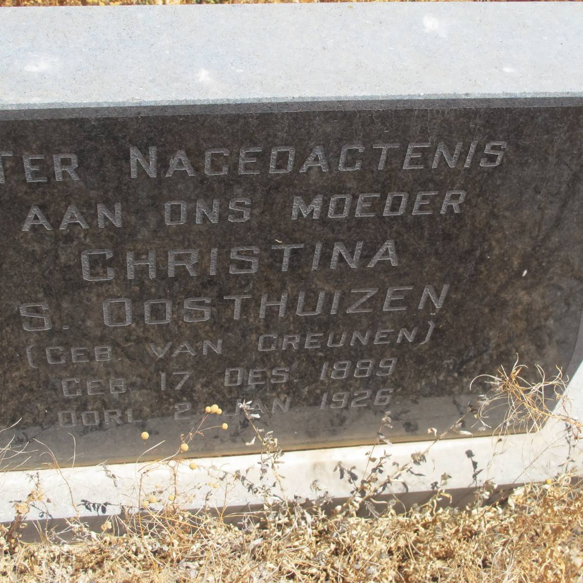OOSTHUIZEN Christina S. nee VAN GREUNEN 1889-1926