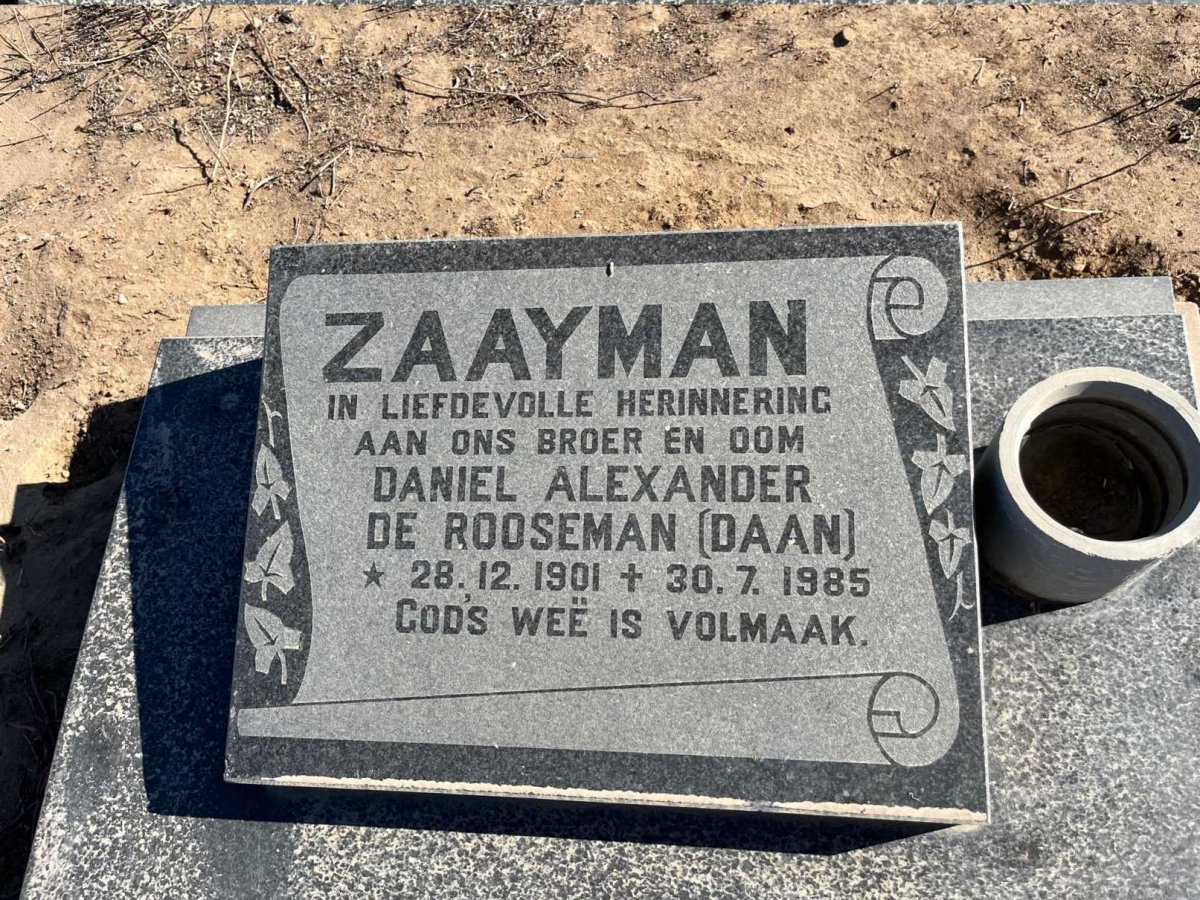 ZAAYMAN Daniel Alexander de Rooseman 1901-1985