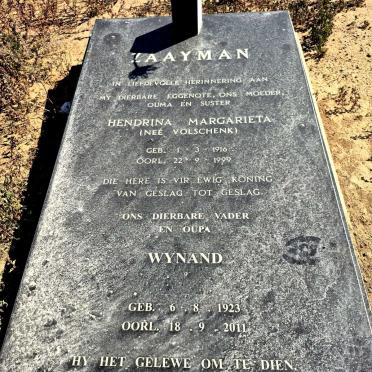 ZAAYMAN Wynand 1923-2011 & Hendrina Margarieta VOLSCHENK 1916-1999